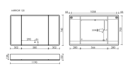 Зеркало-шкаф Sancos Mirror MI120EG 120х70 подвесной цвет коричневый